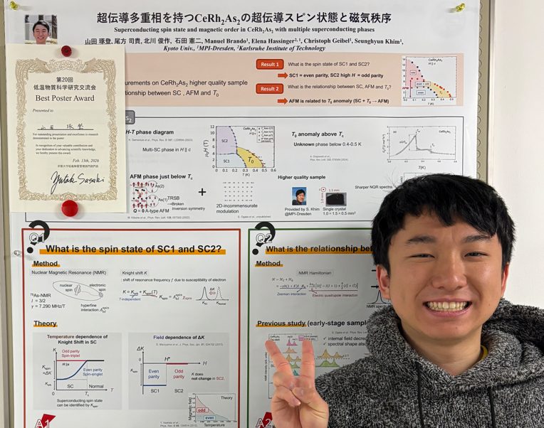Mr. Takuto Yamada (M1) of our laboratory received the Best Poster Award！